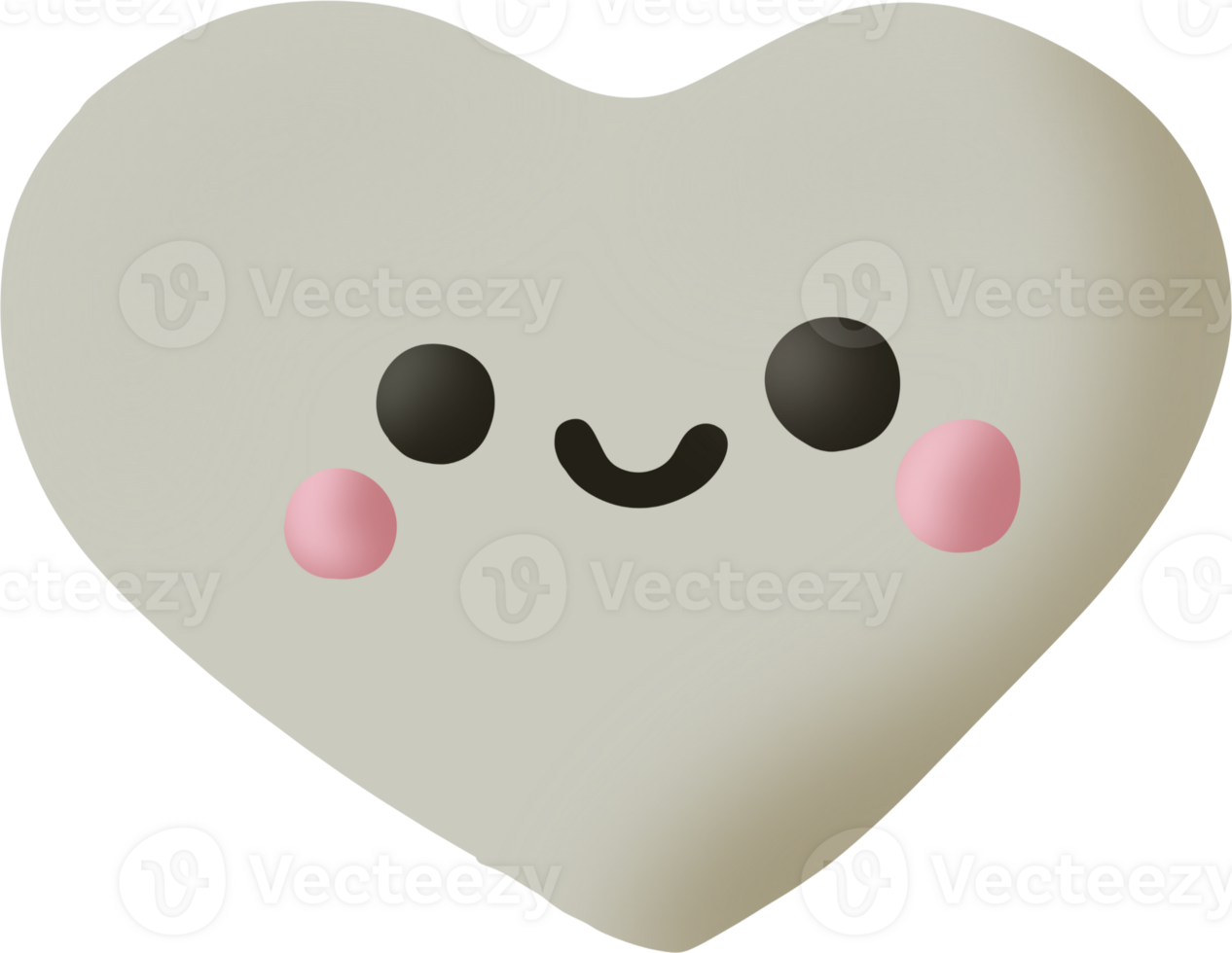 Standard heart shape, but with rounded and plump edges, gives a soft feeling. The heart's background color is light gray or pale beige. png