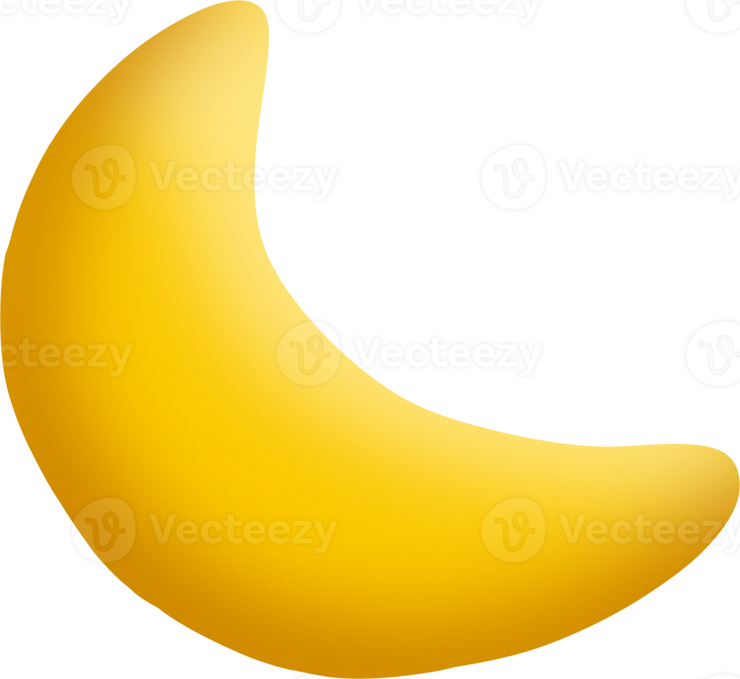 The orange, golden crescent moon looks bright and lively, giving a feeling of peaceful night. png