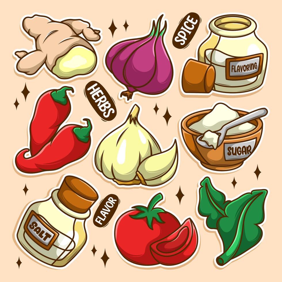 Spices and herbs for cooking vector