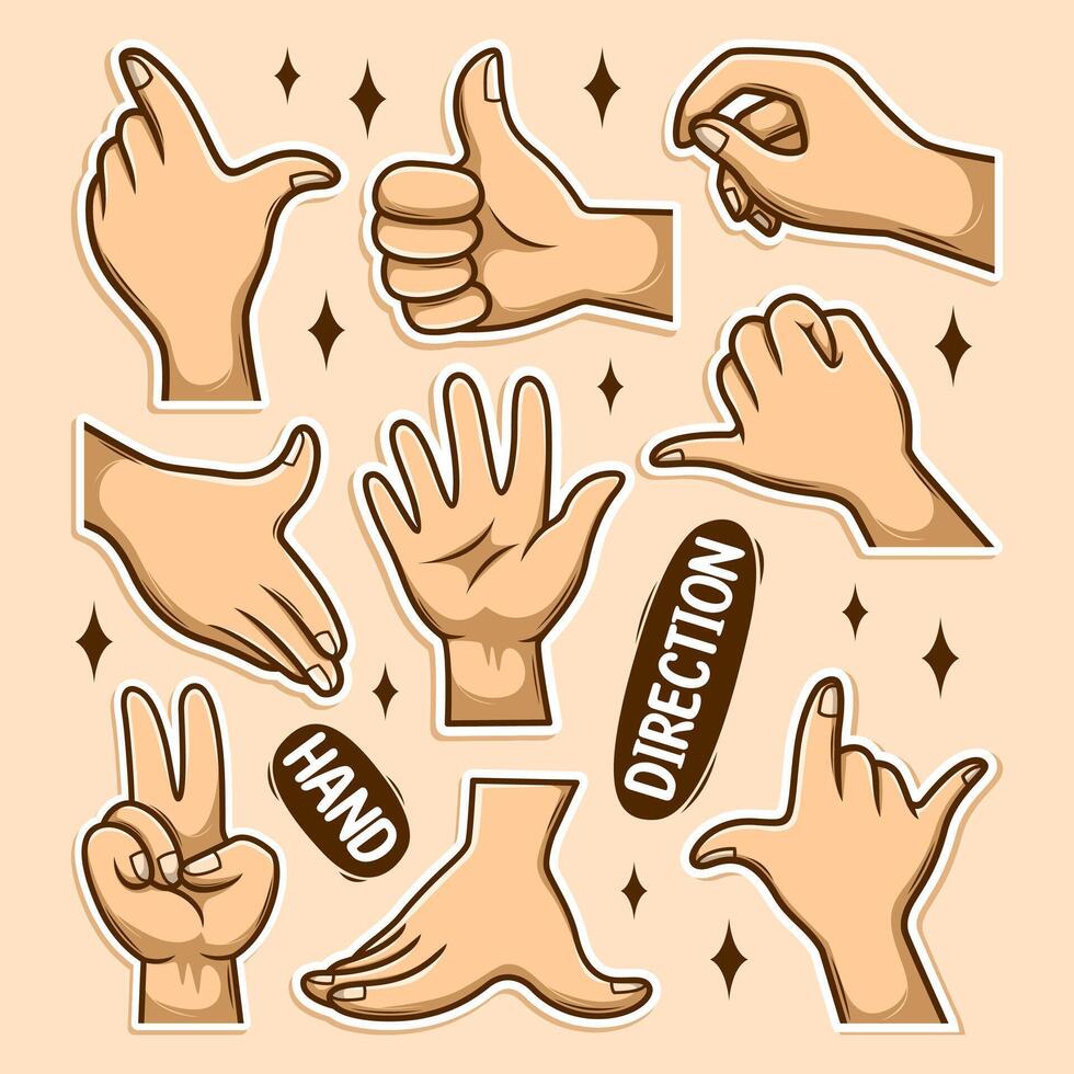 various hand gestures for directions vector