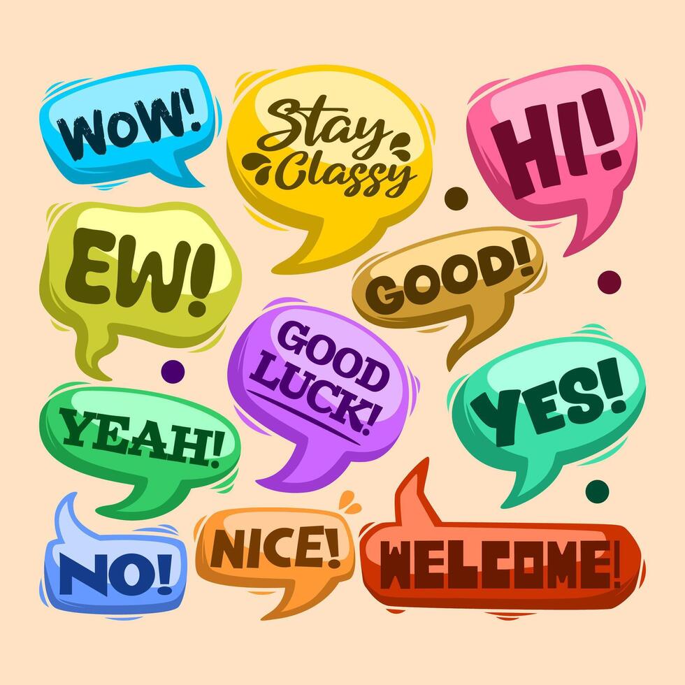 Colorful speech bubbles with expressions vector