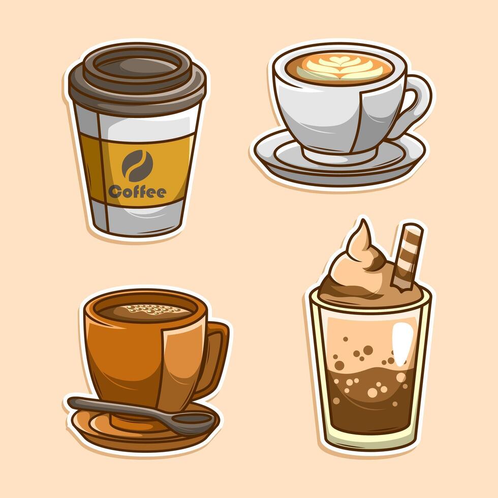 Four illustrated coffee beverages vector