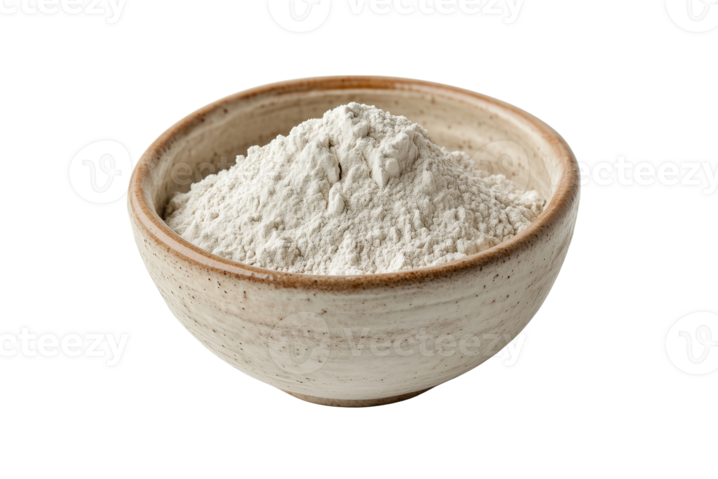 A bowl of flour Isolated on transparent Background, ideal for baking and cooking. png