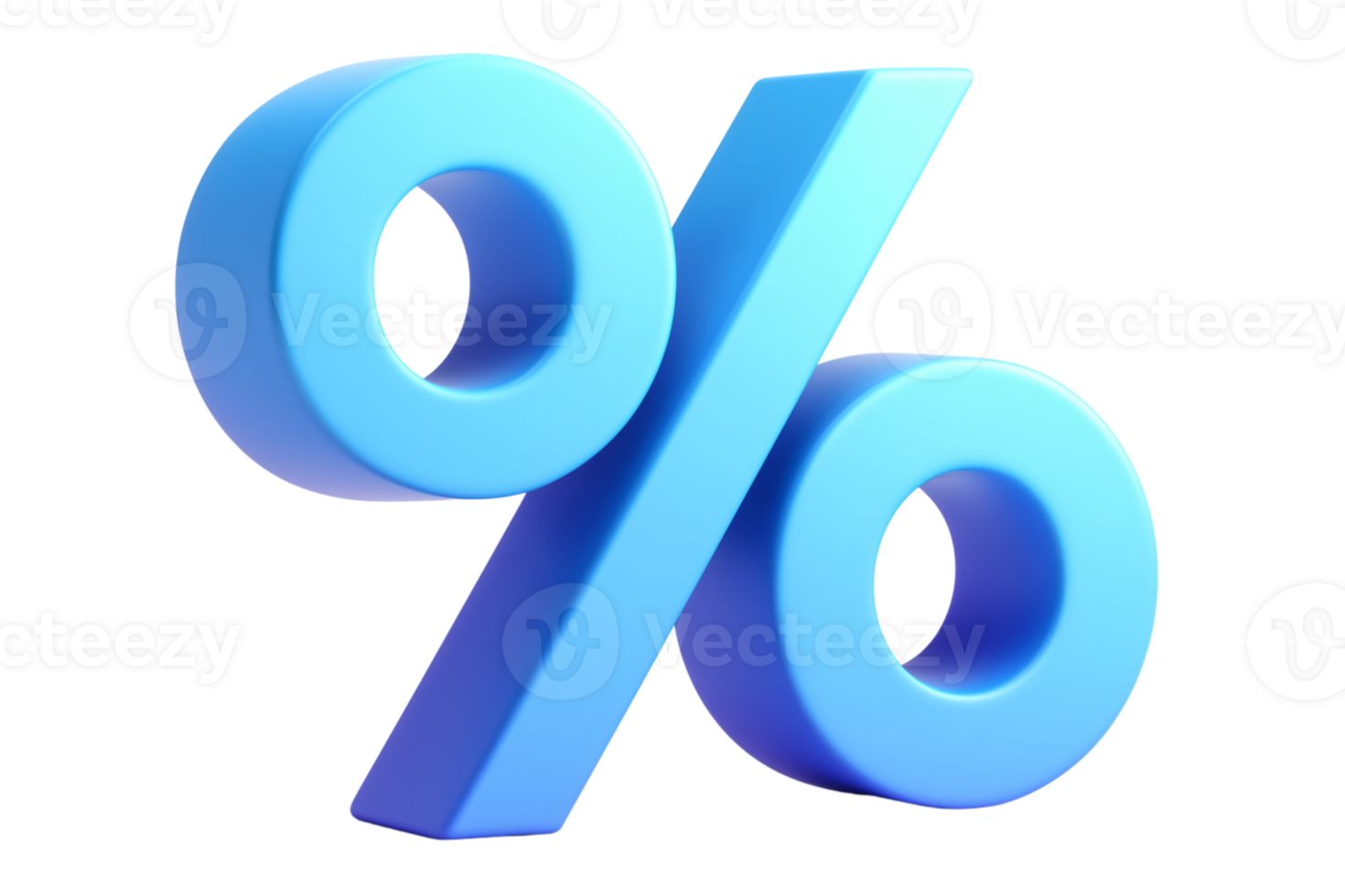 3D blue percentage symbol Isolated on transparent Background, representing finance and discounts. png