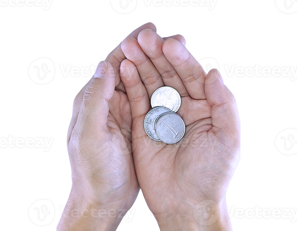 Hand Receiving a Coin Charity or Financial Support Concept png