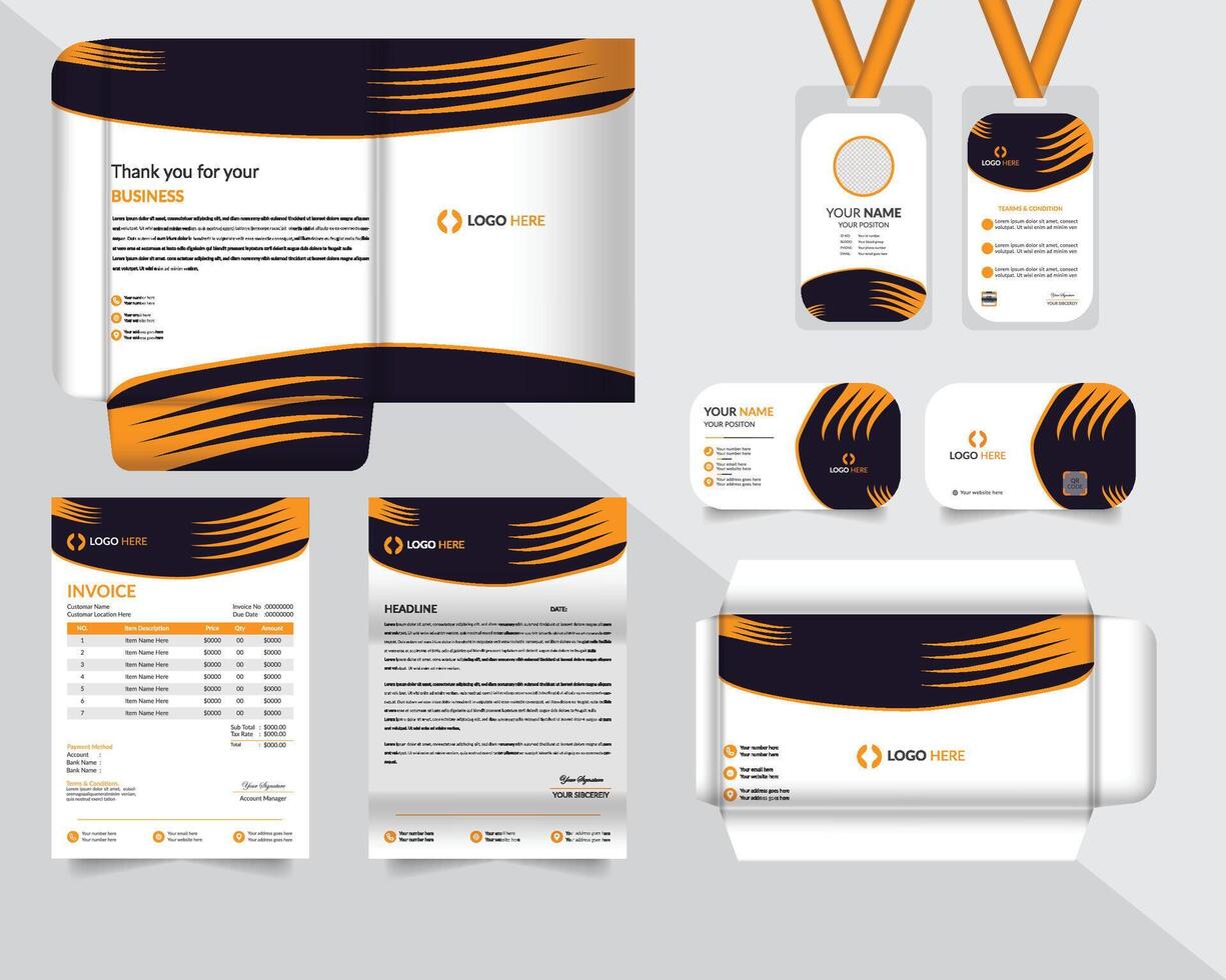 corporate identity design template set with business card, badge and envelope vector