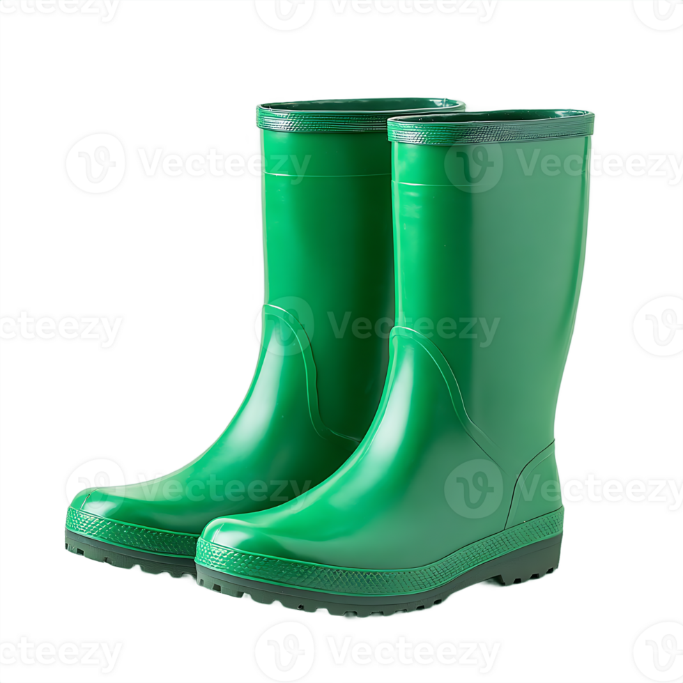 Pair Of Green Rubber Gardening Boots png