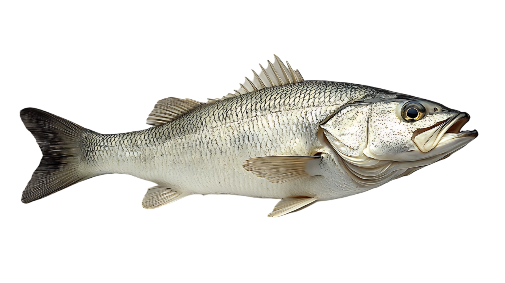 A large silvery fish with dark markings swims png