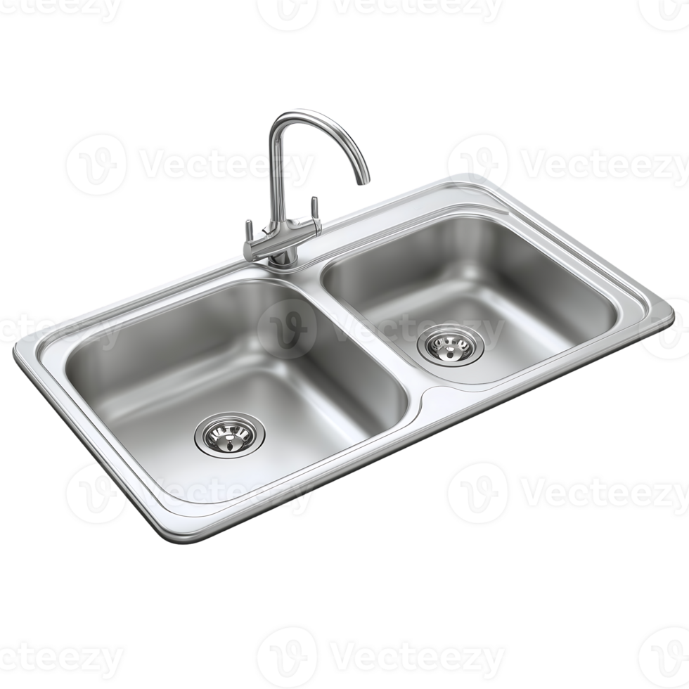 Stainless steel double kitchen sink with faucet modern design home improvement png