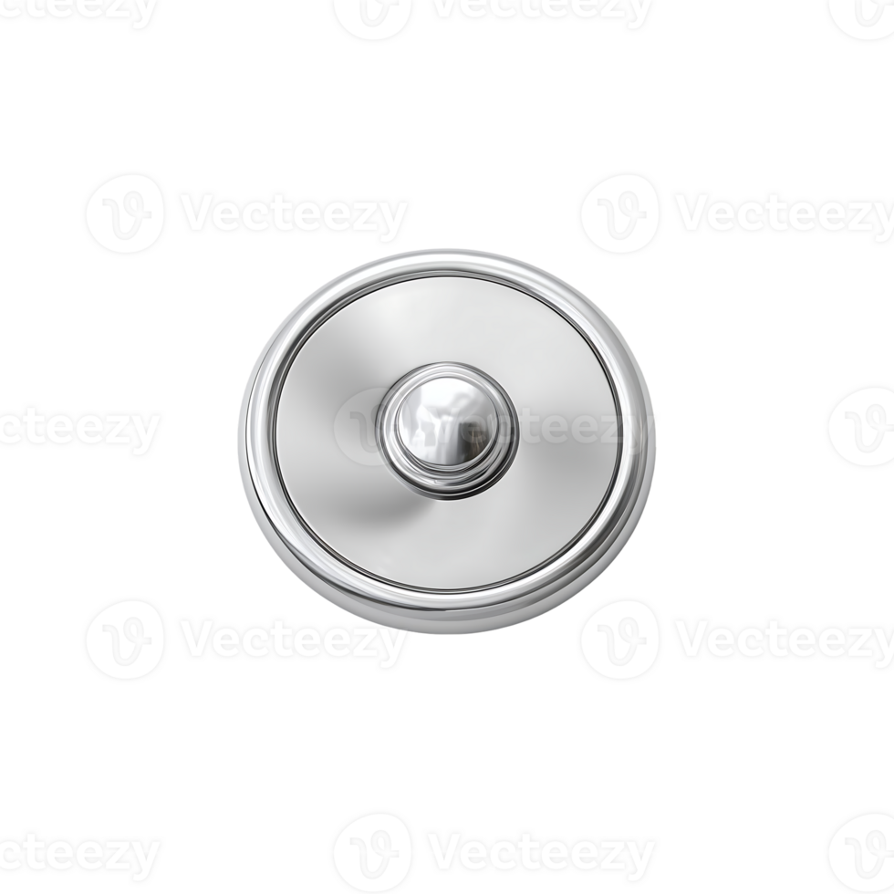 A shiny metallic circular button or speaker png