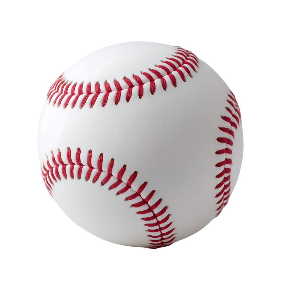 A classic white baseball with red stitching perfect for sports fans and graphic designers png