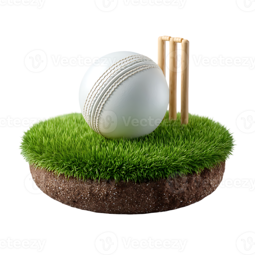 Cricket ball on grass wicket a miniature game setting png