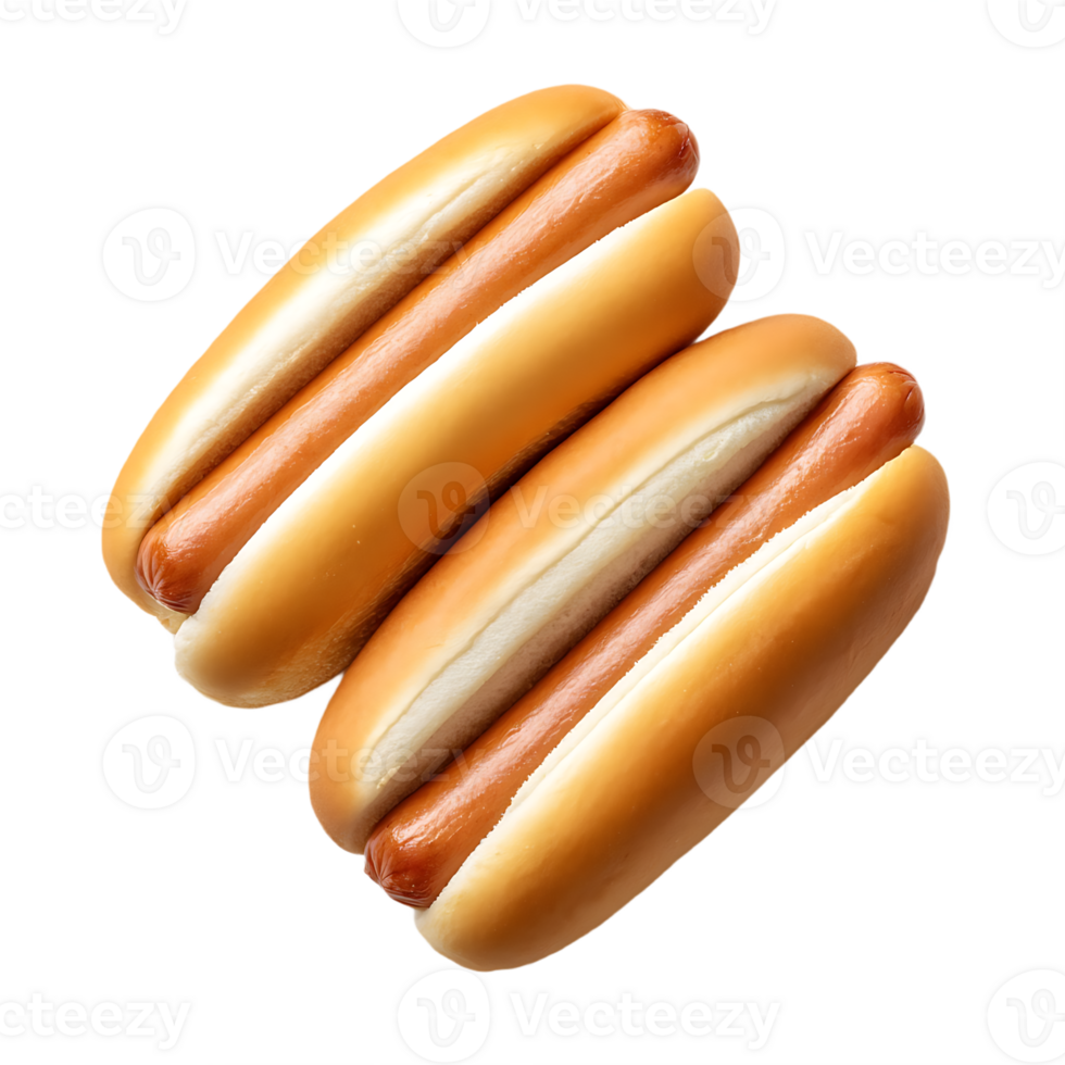 Two delicious hot dogs in soft buns ready to eat a tasty snack png