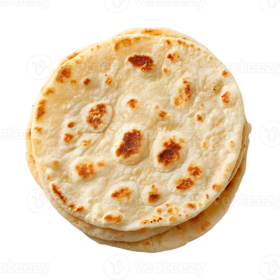 Delicious golden brown flatbreads stacked high ready to eat png