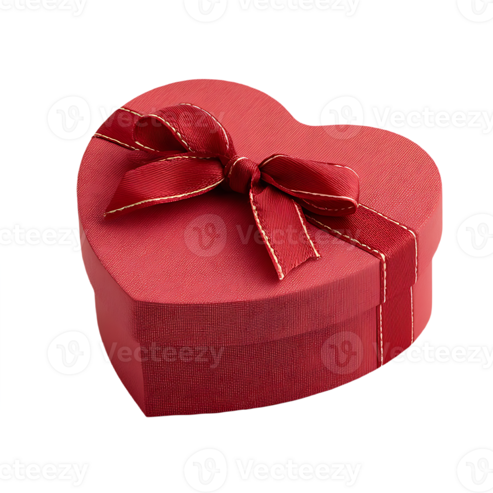Red heart shaped gift box with a red ribbon bow a perfect present for Valentines Day png