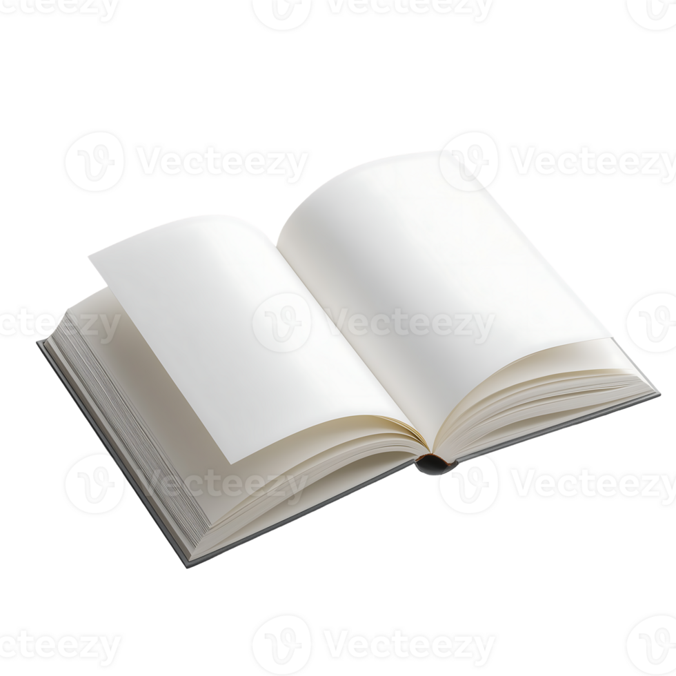 Open book with blank pages ready for writing or reading a new story begins png
