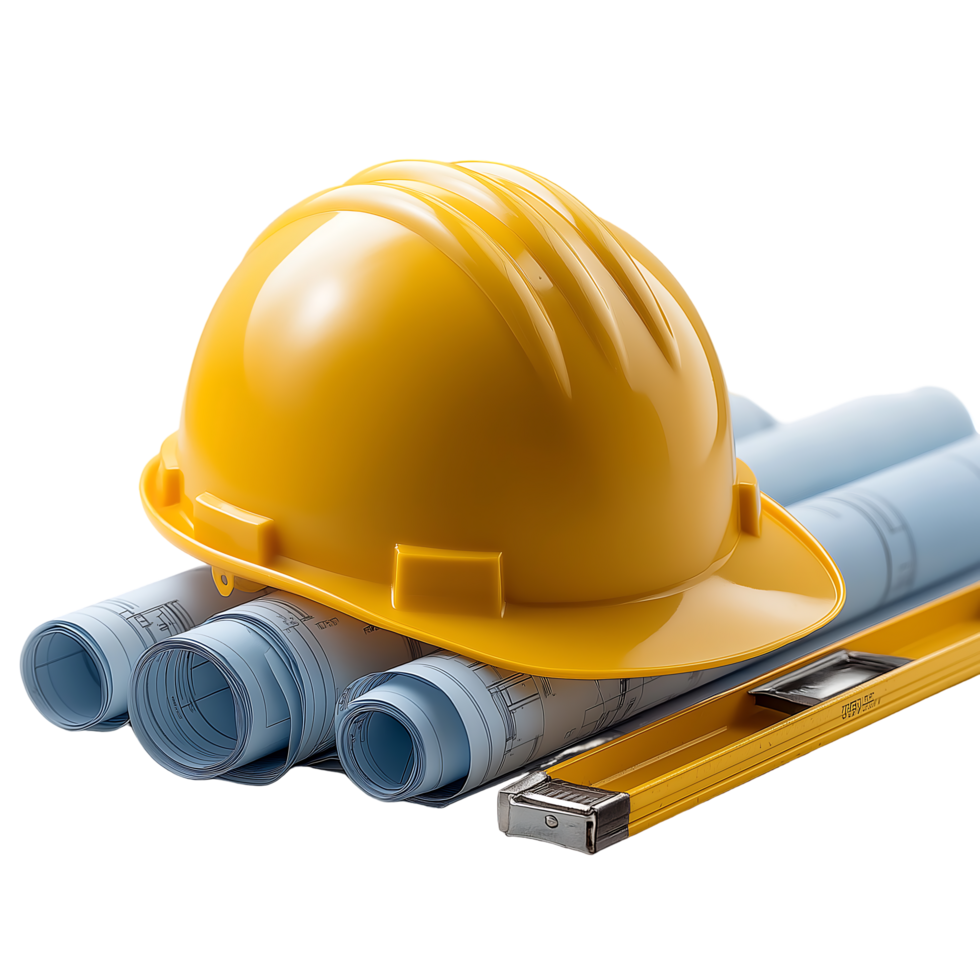 Yellow hard hat safety helmet blueprints and cutter png
