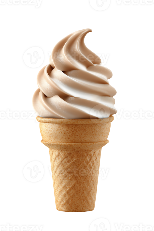 Creamy swirl soft serve ice cream in a waffle cone a delicious summer treat png