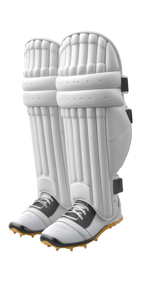 White cricket leg guards and shoes a protective sports gear set png