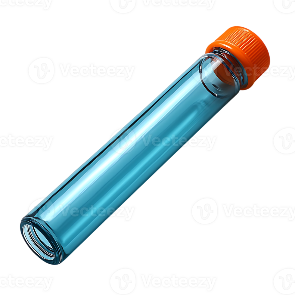Blue glass tube with orange cap png