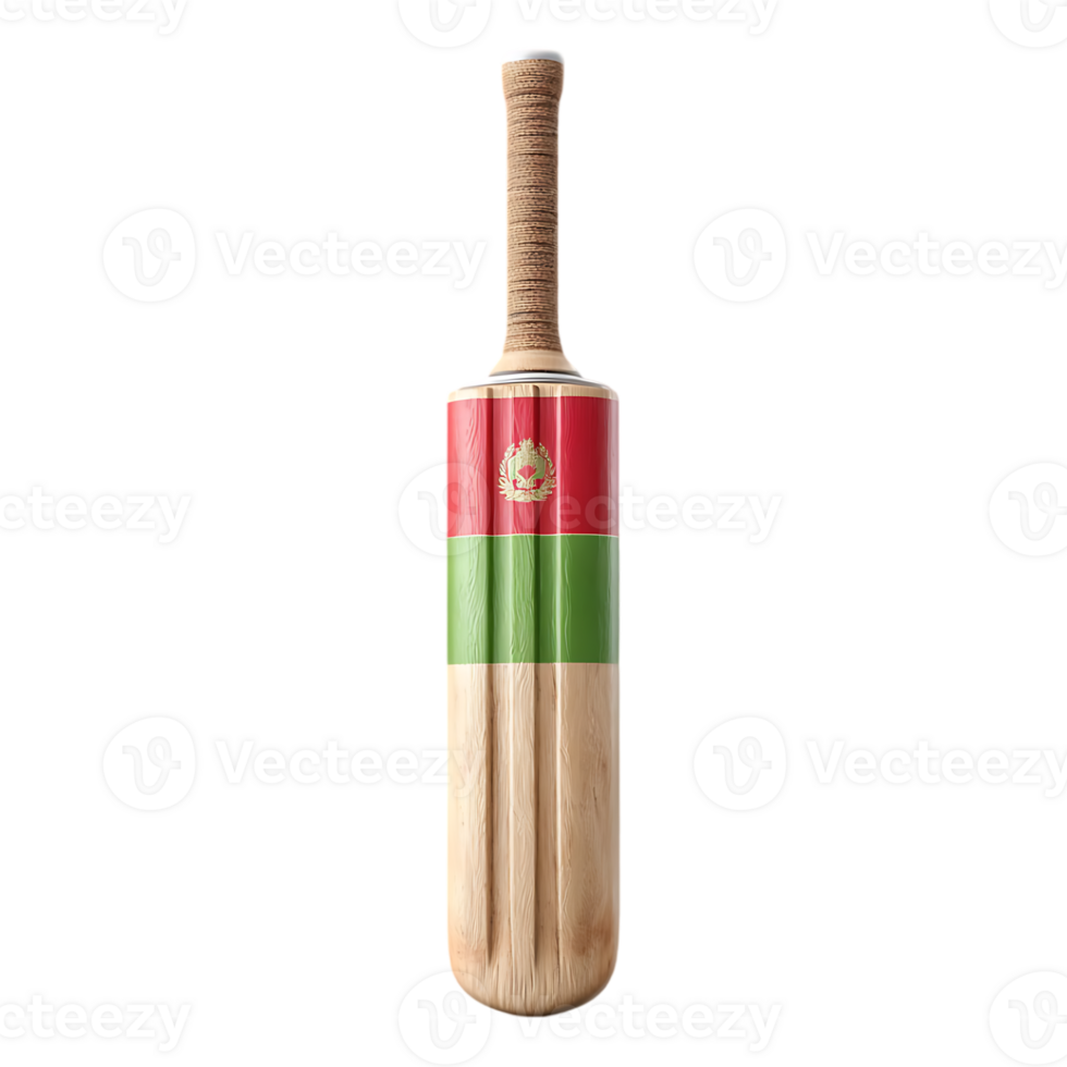 Cricket bat with red and green design a unique sports collectible png