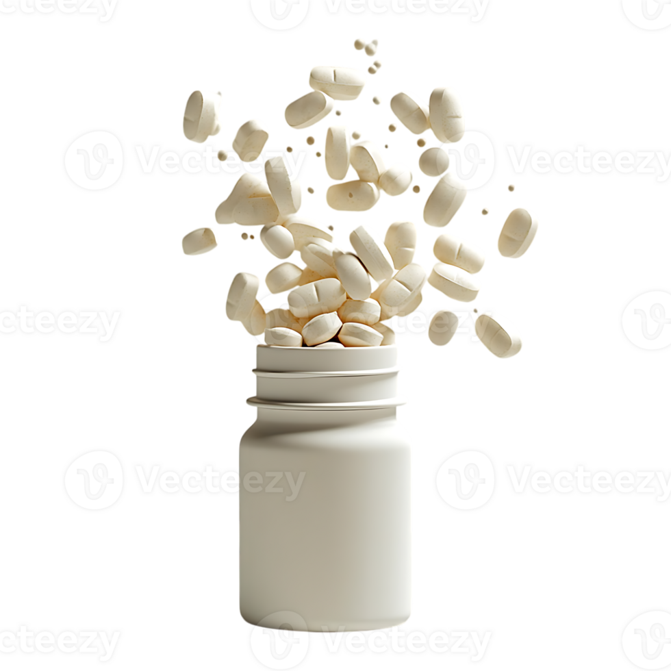 White pills spilling from a bottle png