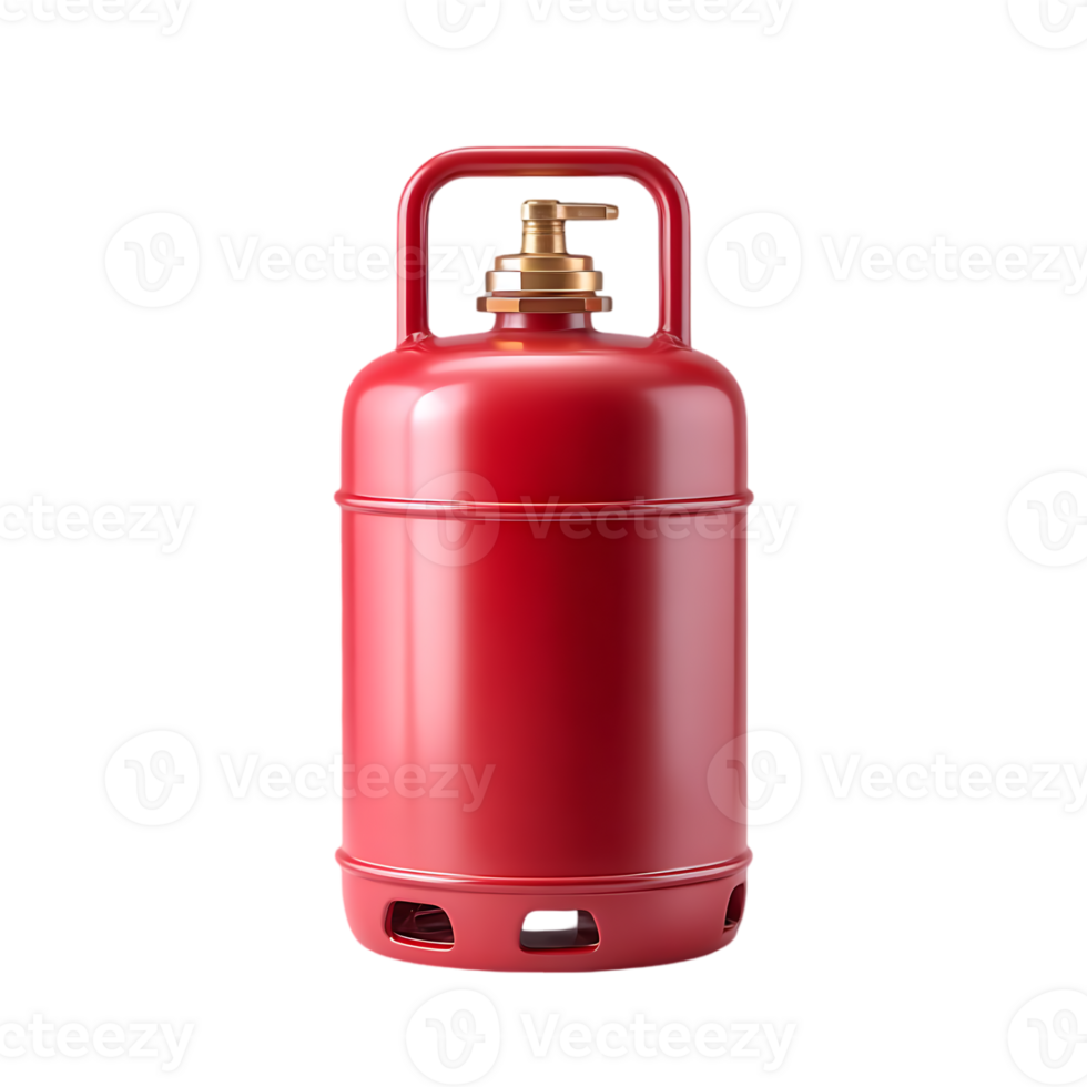 Red propane tank with handle and valve png