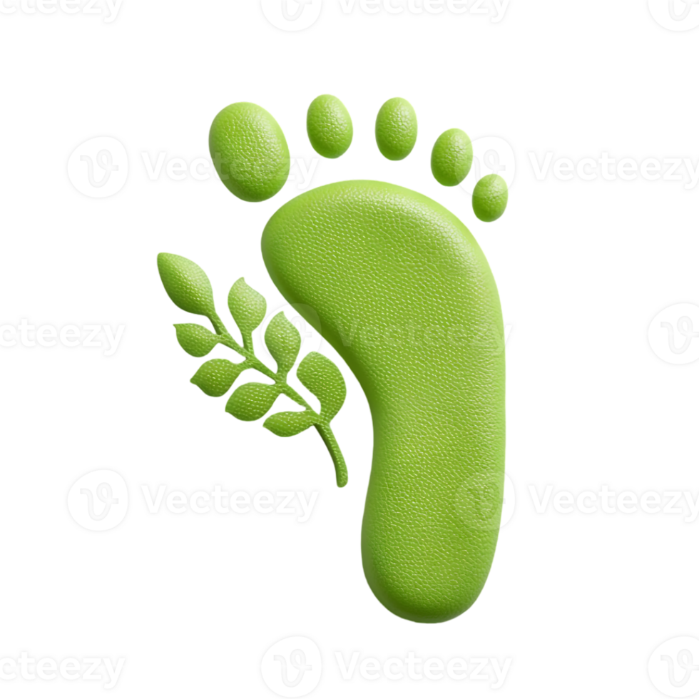 Green footprint with leaves eco friendly symbol nature conservation png