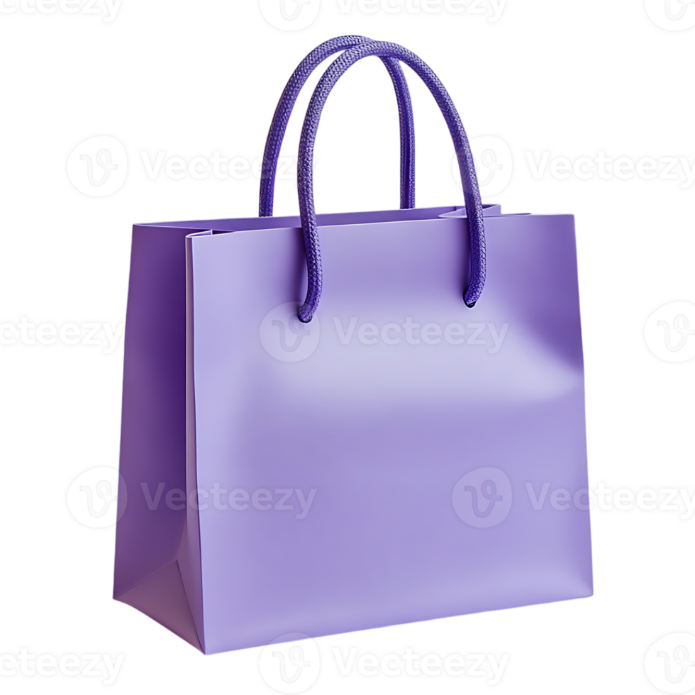 Purple shopping bag with rope handles a blank template for design png