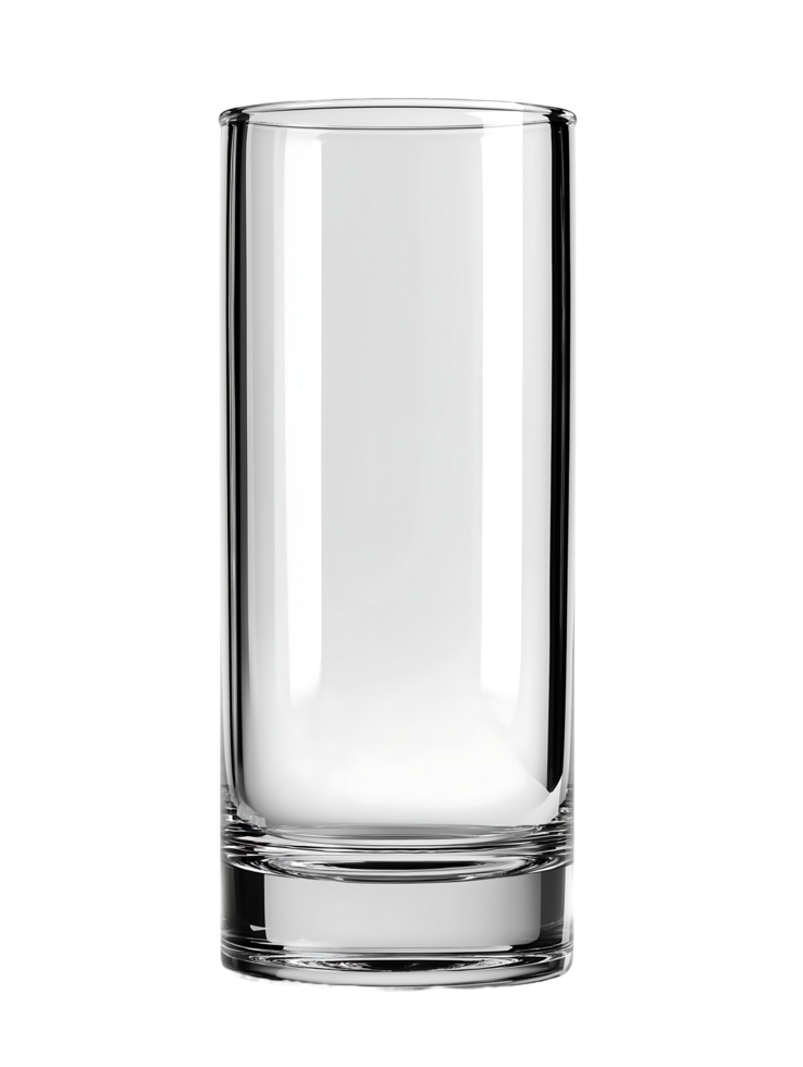A clear empty cylindrical drinking glass png