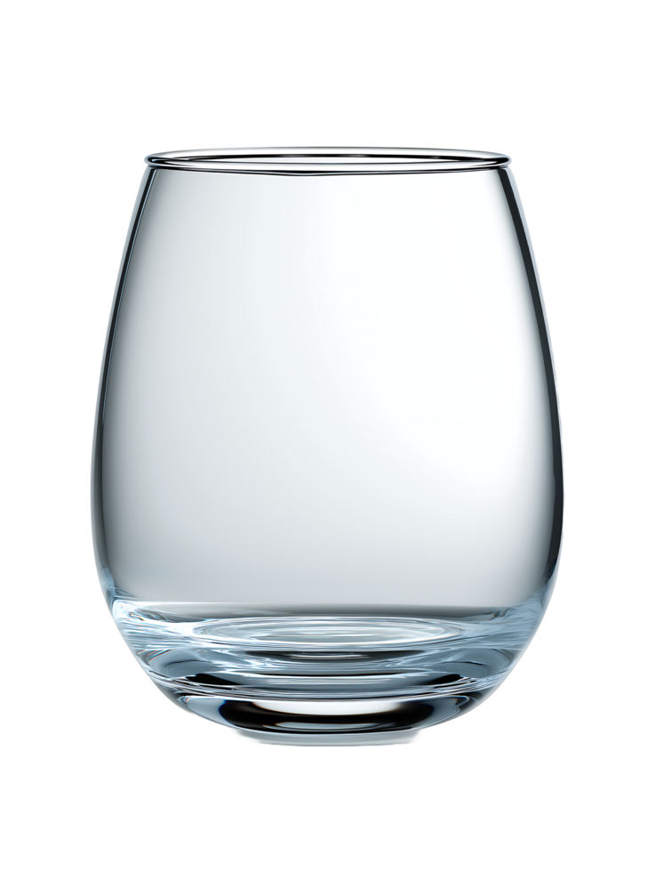 A clear empty glass shows its elegant shape and subtle reflections png