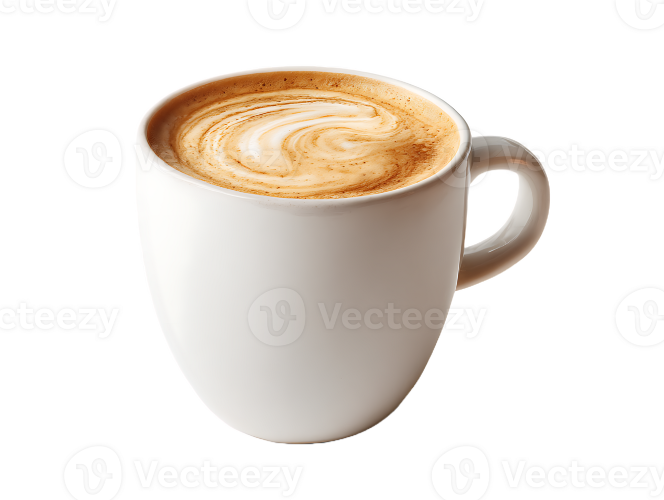 A tall mug of cappuccino coffee with latte art a delicious beverage png