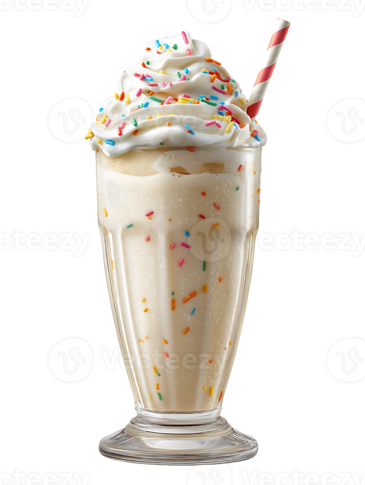 Creamy milkshake with whipped cream and sprinkles a delicious treat in a glass png