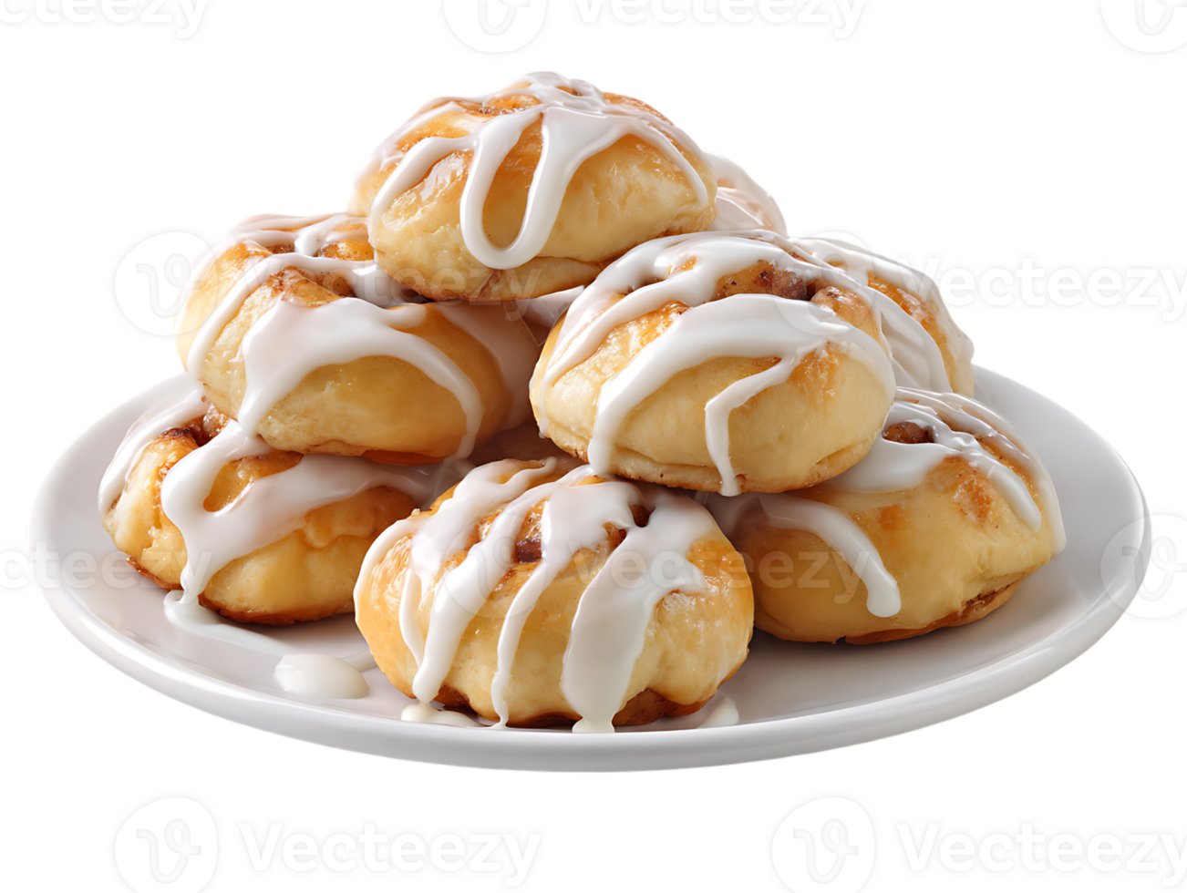 Sweet glazed cinnamon rolls on a plate a delicious treat png