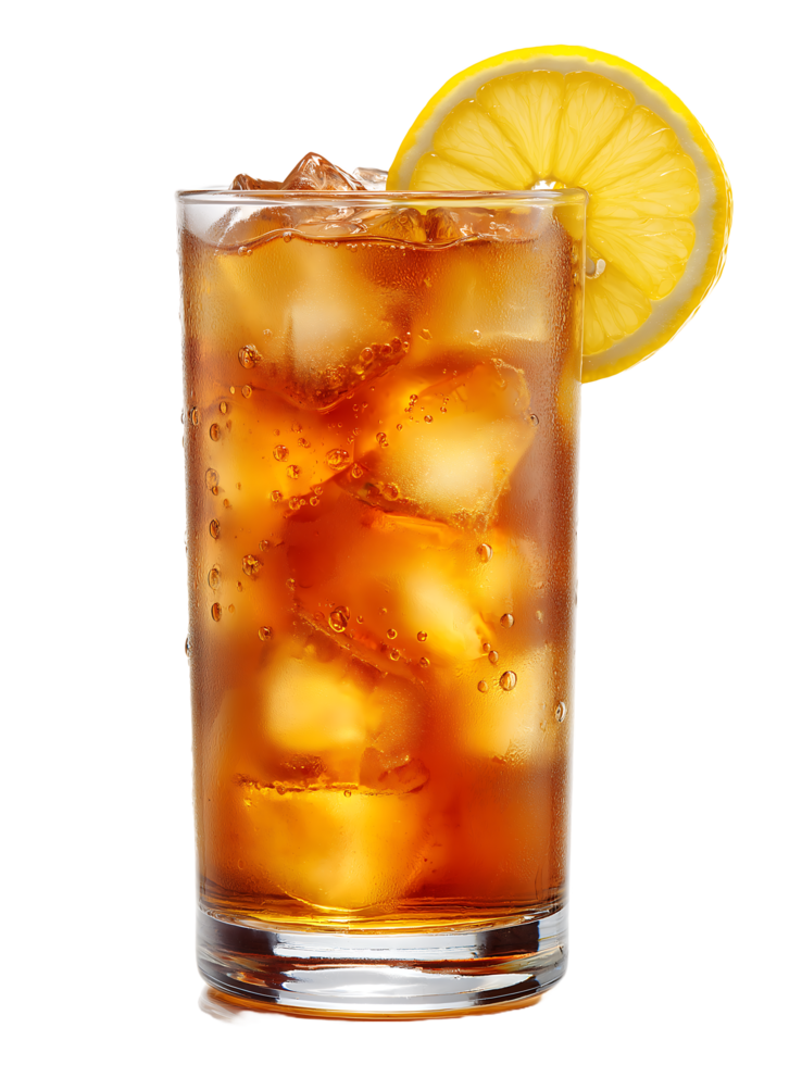 Refreshing iced tea with lemon in a glass png
