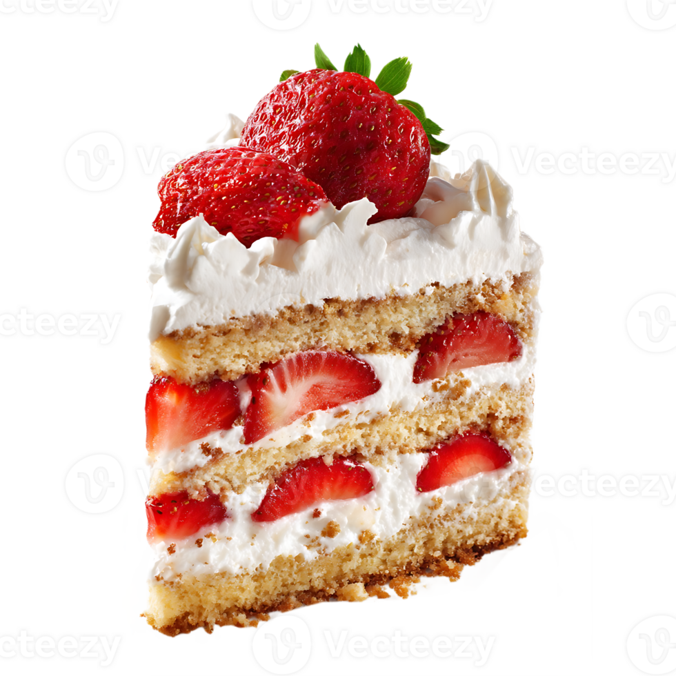 Delicious strawberry cake slice layered with whipped cream a sweet treat png