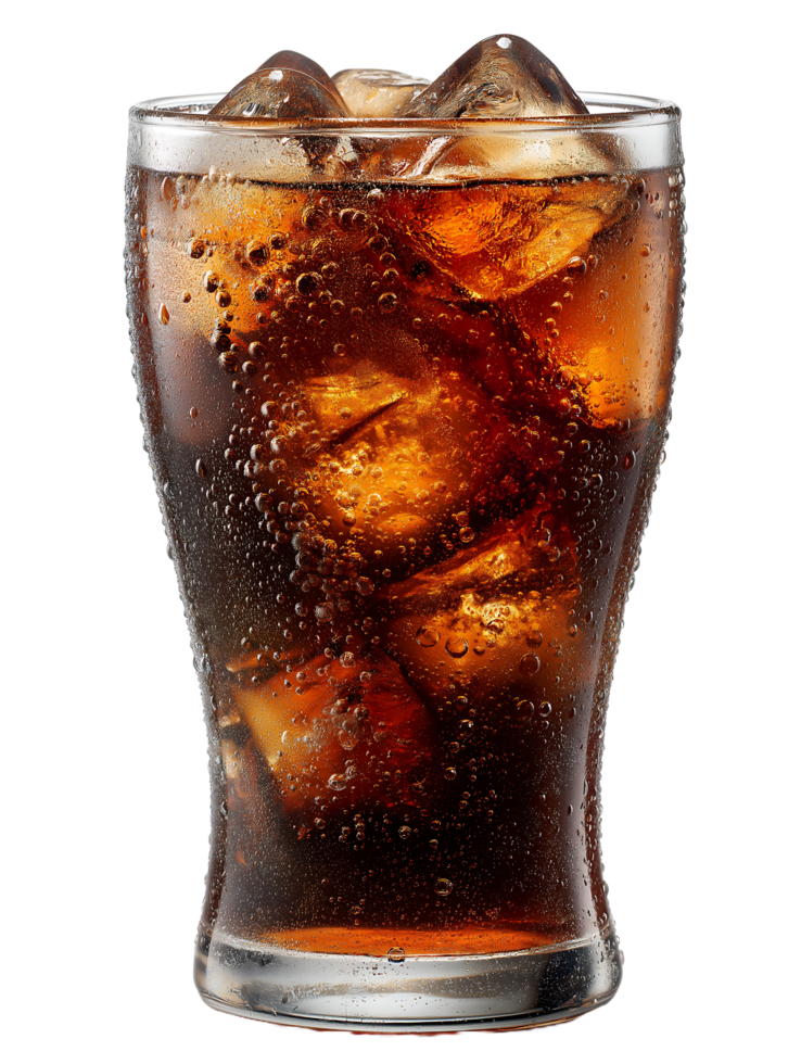 Refreshing cold soda drink with ice cubes in a glass png