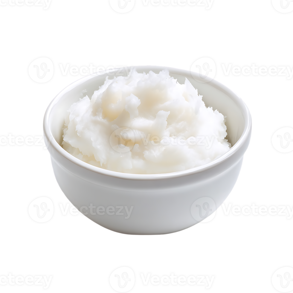 White creamy substance in a white bowl png
