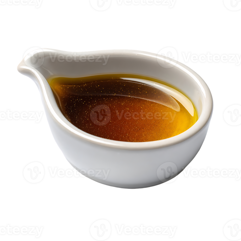 Golden oil in a small white bowl png