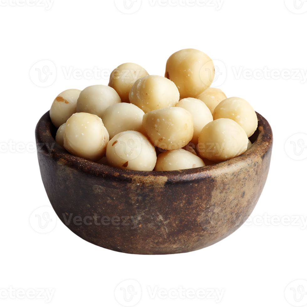 Macadamia nuts in a rustic bowl a healthy snack or ingredient png