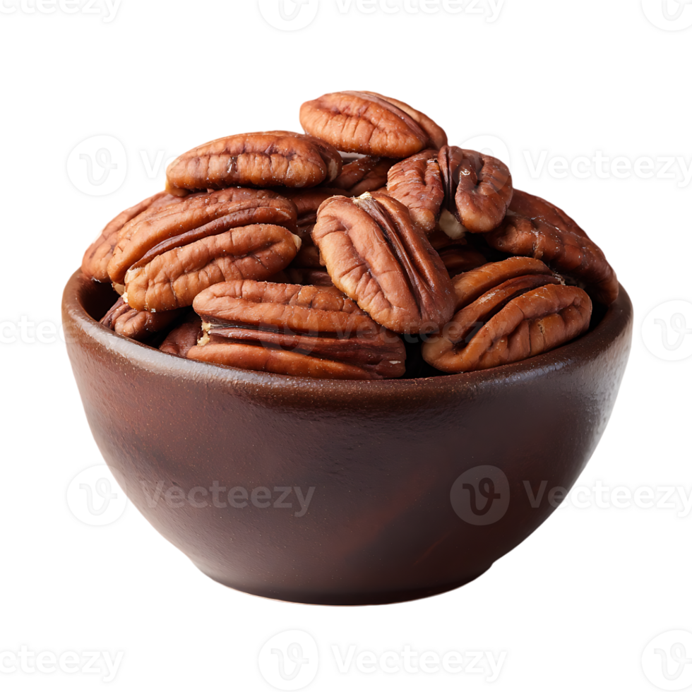 A bowl of pecan nuts delicious and healthy snack png
