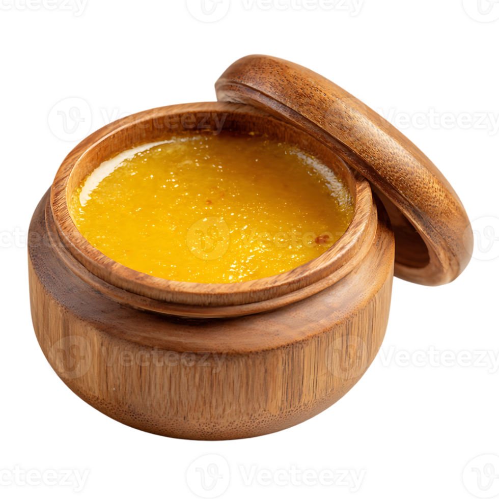 Clarified Butter in a Wooden Bowl Isolated png