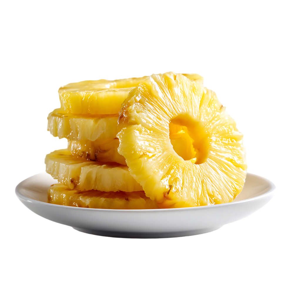 Sweet pineapple rings on a white plate a delicious tropical treat png