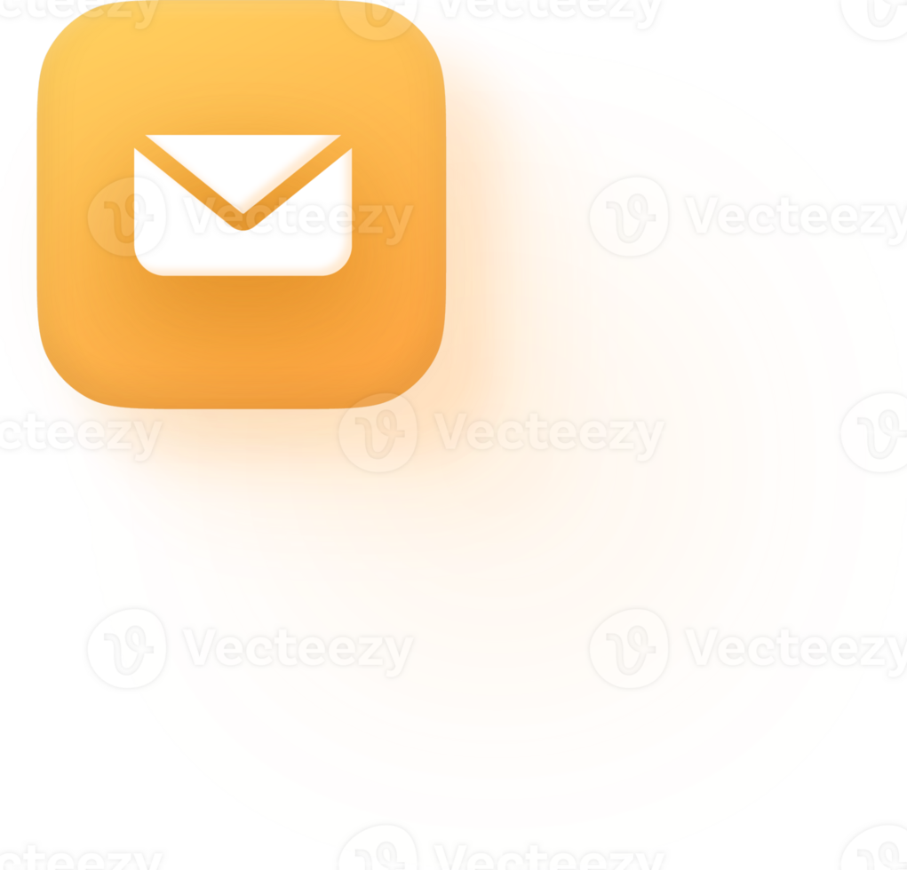 iOS Style Email Envelope Icon Rounded App iPhone Apple Button for Message Notification Email Communication Symbol Flat Soft Shadow Mobile UI UX Mailbox Inbox Icon Email Letter Email Design png