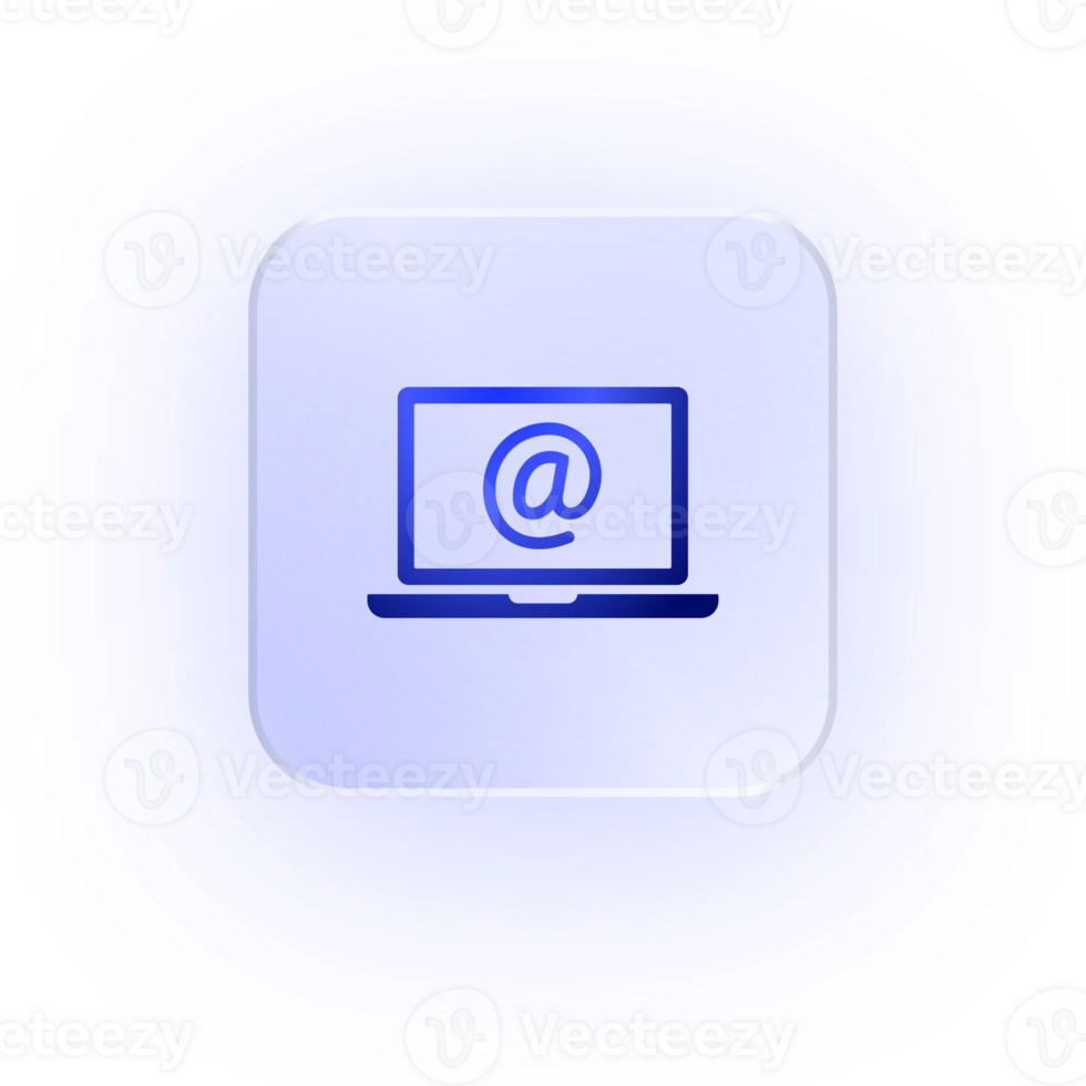 Glassmorphism Icon Laptop With At Symbol Icon Computer With Email Soft Shadow Glassmorphic Laptop Contact Icon Digital Communication Email On Laptop Tech Device Laptop Screen Icon Online Contact png