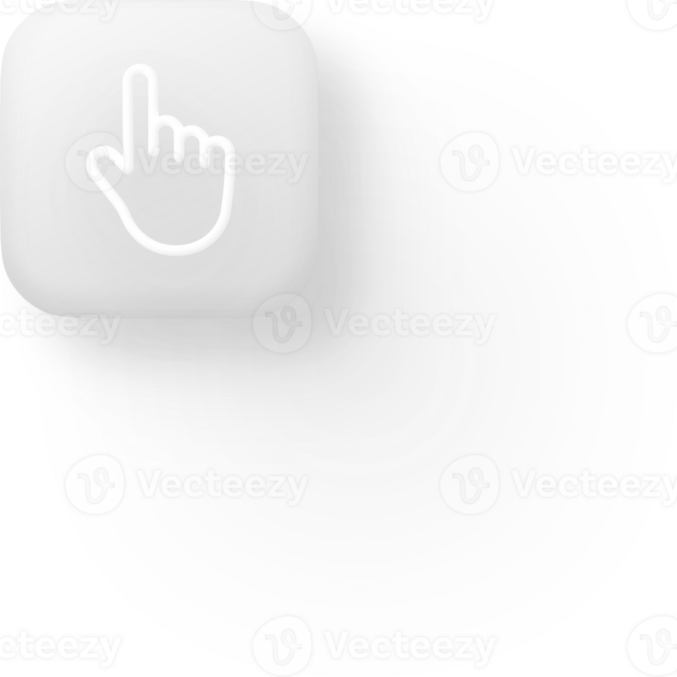 iOS Style Hand Cursor Click Icon Rounded App iPhone Apple Button Finger Symbol Touch Interaction Flat UI UX Interface Button Pointer Icon Soft Shadow Modern Click Graphic Select Tap Gesture png