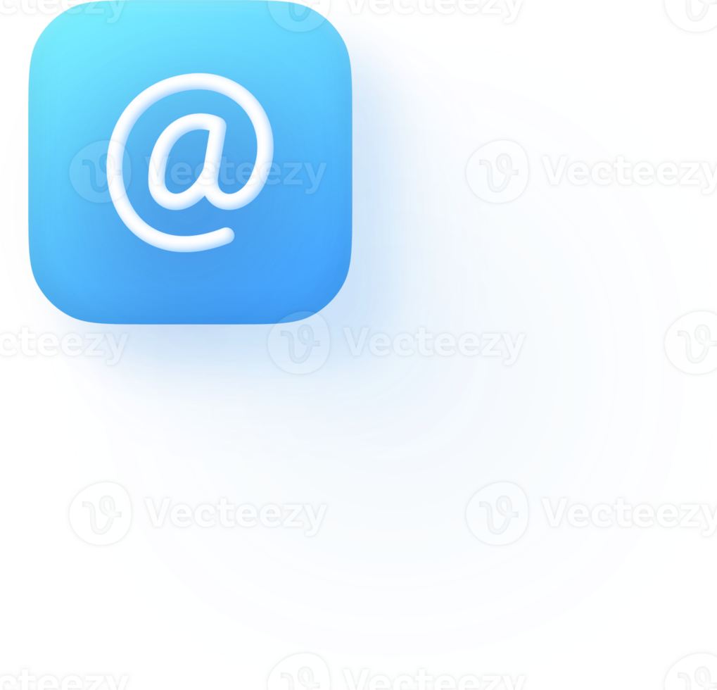 iOS Style At Symbol Icon Rounded Square Email Address Button Soft Color Gradient Flat Interface Web Email Identity Digital Name Tag Symbol Modern UI UX Internet Icon Communication Tag png