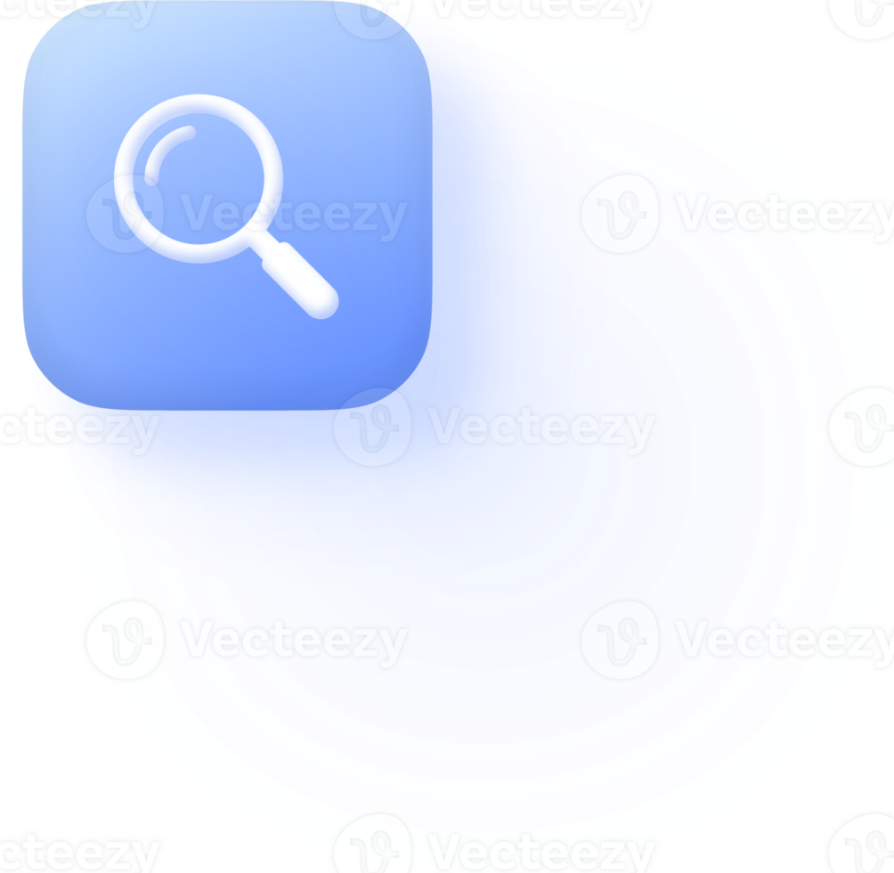 iOS Style Search Magnifying Glass Icon Rounded App iPhone Apple Button Soft Shadow Explorer Tool Zoom Icon Web Find Symbol UI UX Search Bar Interface Button Flat Minimal Gradient Icon Discovery Tool png