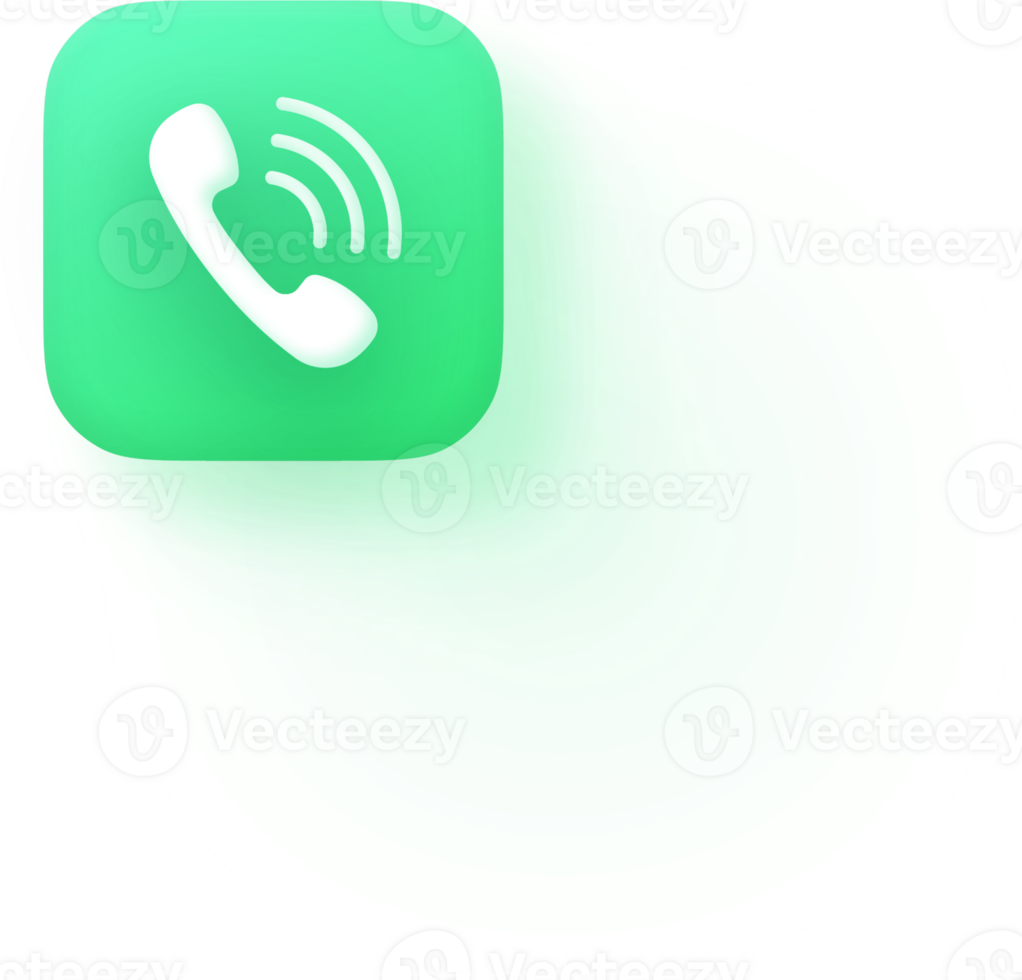iOS Style Phone Call Icon Green Rounded Square App iPhone Apple Button Vibrant Soft Shadow Flat Design Communication Symbol for Mobile UI UX Interface Incoming Call Alert Dial Voice Connection png
