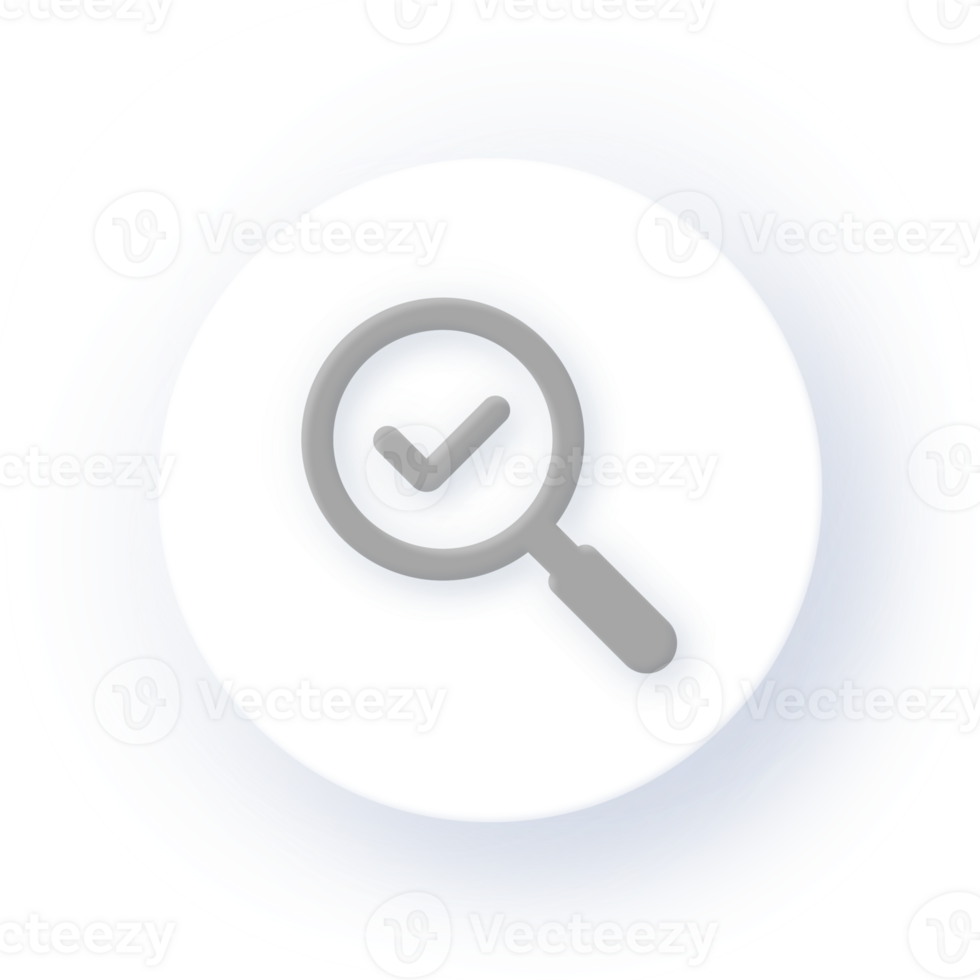 Neumorphism Icon Search with Checkmark Icon Soft Drop Shadow on Dark Background Neumorphic UI UX Design User Interface Neumorphism Shadow png